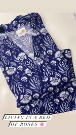 Load image into Gallery viewer, Indigo Floral Pajama Set for Ultimate Comfort in Cotton Rayon - CuddlesClothing