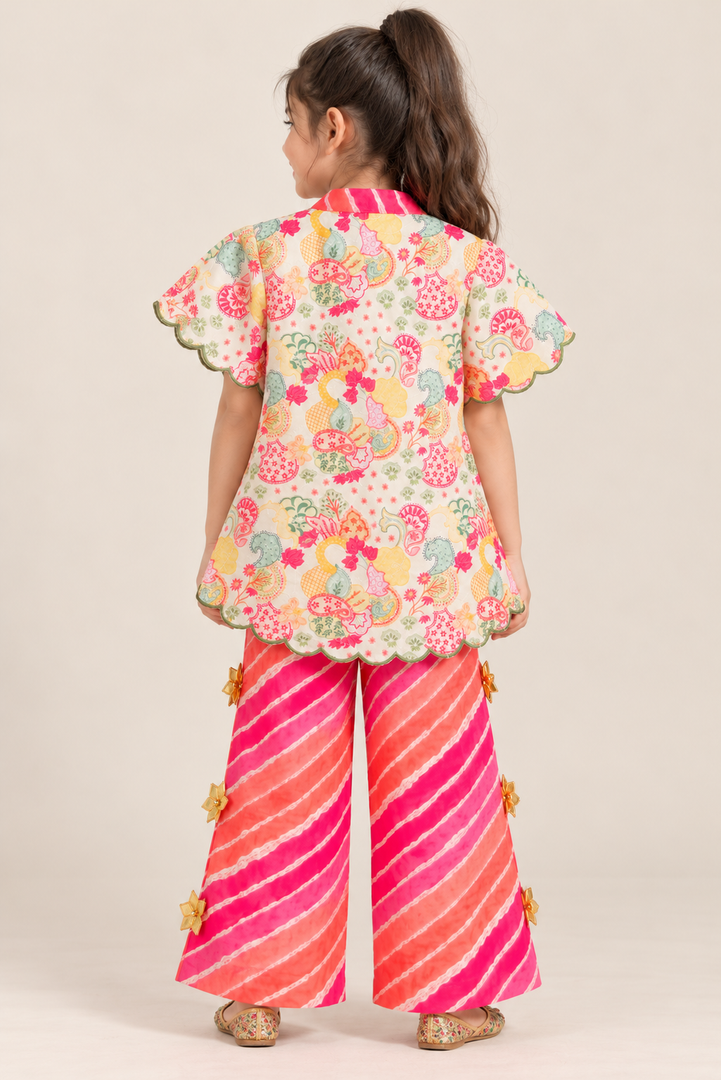 Gulabi Rang Muslin Jacket & Palazzo Set