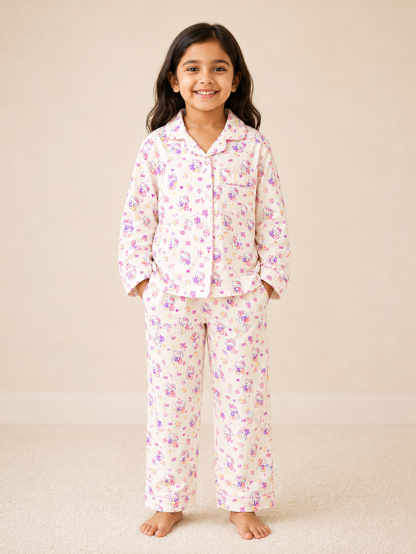 Hello Kitty Cotton Poplin Kids Nightsuit Set