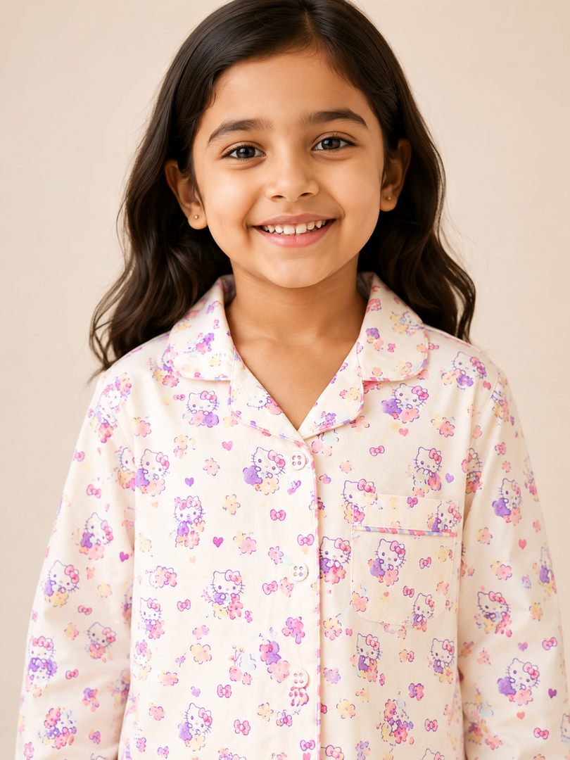 Hello Kitty Cotton Poplin Kids Nightsuit Set