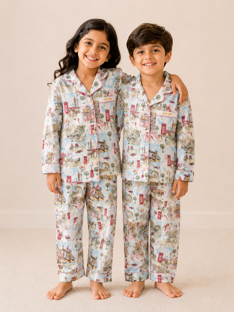 London Adventure Cotton Poplin Kids Nightsuit Set