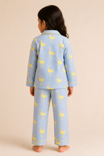Load image into Gallery viewer, Yellow Bird Gingham Cotton Poplin Kids Nightsuit