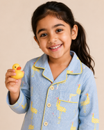 Load image into Gallery viewer, Yellow Bird Gingham Cotton Poplin Kids Nightsuit