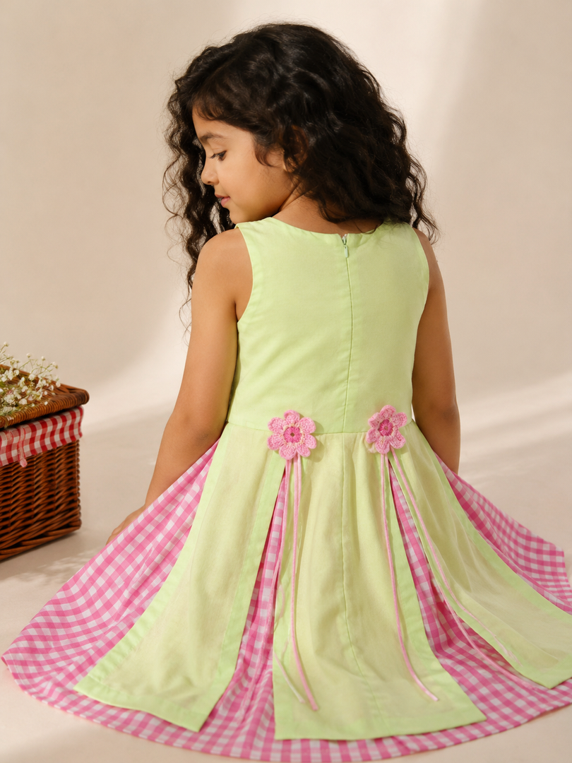 Fruit Embroidered Cotton Poplin Dress for Girls