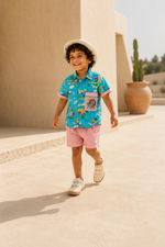 Load image into Gallery viewer, Dino Patch Cotton Linen Shirt &amp; Muslin Shorts Set
