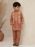 Load image into Gallery viewer, Rust Deer Motif Georgette Kurta Jacket Set