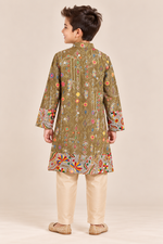 Load image into Gallery viewer, Aarav Olive Handwork Muslin Kurta Set