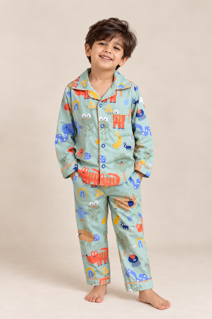 Happy Trails Cotton Satin Nightsuit