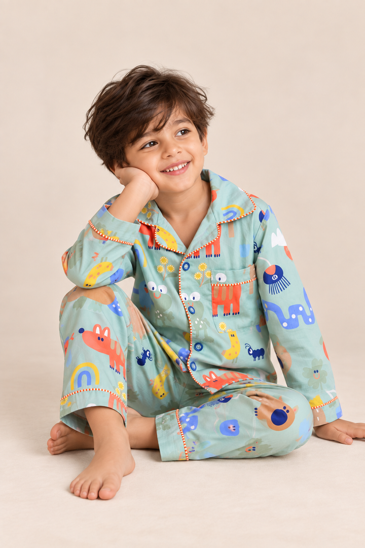 Happy Trails Cotton Satin Nightsuit