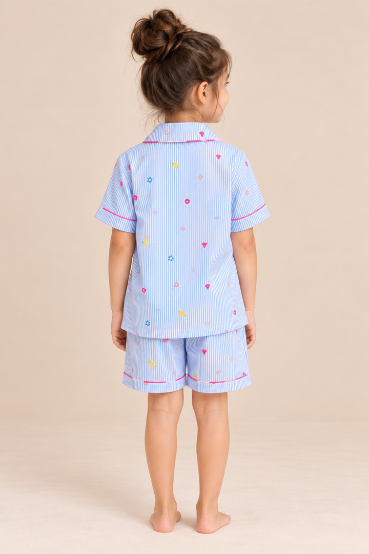 Fruit Sprinkles Pinstripe Cotton Poplin Nightsuit