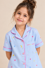 Load image into Gallery viewer, Fruit Sprinkles Pinstripe Cotton Poplin Nightsuit