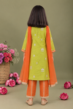 Load image into Gallery viewer, Ruhani Lime &amp; Burnt Orange Kurta Set