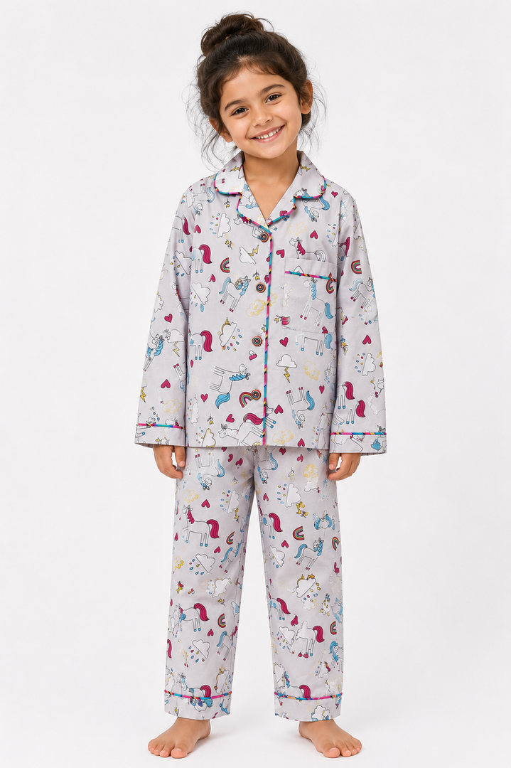 Unicorn Dreams Cotton Poplin Kids Nightsuit Set