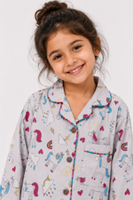 Load image into Gallery viewer, Unicorn Dreams Cotton Poplin Kids Nightsuit Set