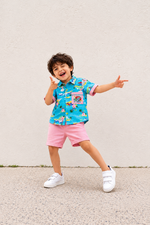 Load image into Gallery viewer, Dino Patch Cotton Linen Shirt &amp; Muslin Shorts Set