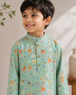 Load image into Gallery viewer, Woodland Print Cotton Kurta Pajama Set for Boys - CuddlesClothing