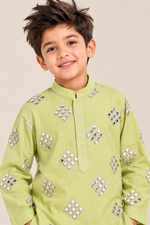 Load image into Gallery viewer, Aariv Mirror Work Mul Cotton Kurta Set