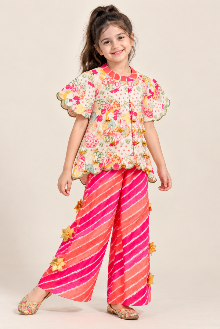 Gulabi Rang Muslin Jacket & Palazzo Set