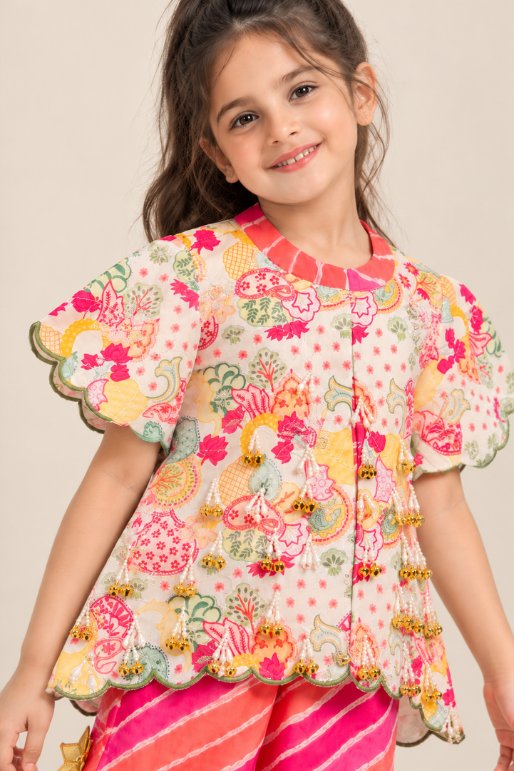 Gulabi Rang Muslin Jacket & Palazzo Set