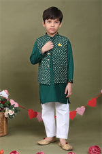 Load image into Gallery viewer, VrindRaaj-Green Bandhani Kurta Jacket Ensemble