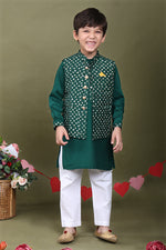 Load image into Gallery viewer, VrindRaaj-Green Bandhani Kurta Jacket Ensemble