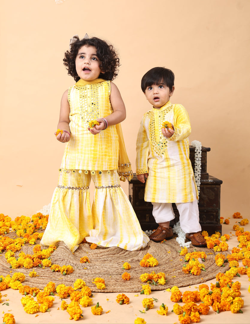 Sunbeam Mirror Work Cotton Silk Kurta Pajama Set