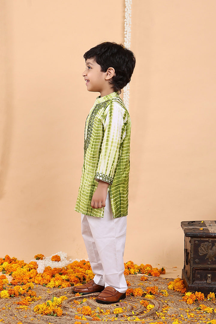 Green Mirror Tie-Dye Kurta Set