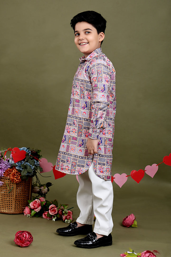Gulzar Floral Paisley Print Chikankari Kurta Pajama Set