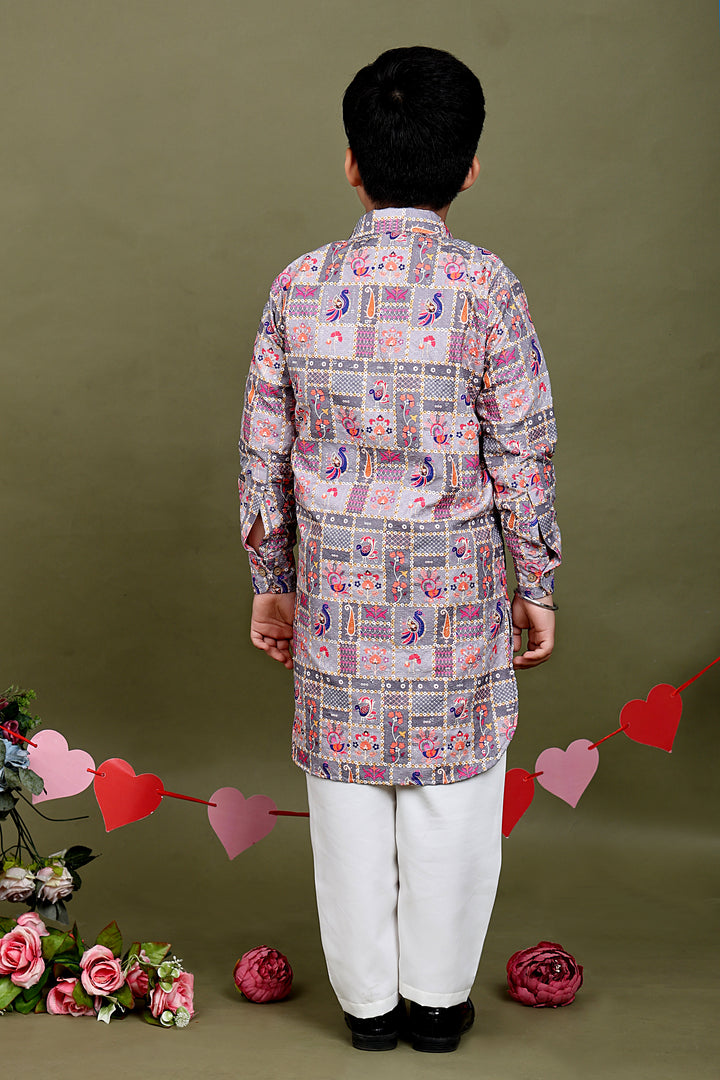Gulzar Floral Paisley Print Chikankari Kurta Pajama Set