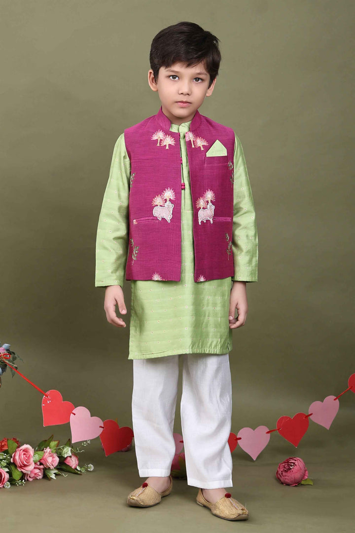 Gokul Bloom Embroidered Kurta Jacket Set for Boys