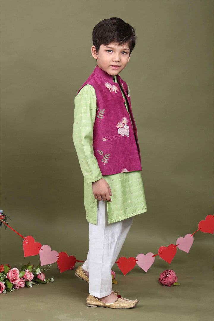 Gokul Bloom Embroidered Kurta Jacket Set for Boys