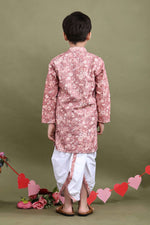 Load image into Gallery viewer, Mrigvan Rose Printed Chikankari Kurta Dhoti Set