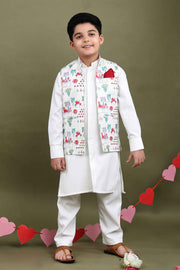 Rajwada Ivory 3-Piece Kurta Jacket Set