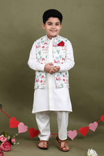 Load image into Gallery viewer, Rajwada Ivory 3-Piece Kurta Jacket Set