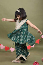 Load image into Gallery viewer, Meher Emerald Bandhani Kurta Salwar Set with Potli