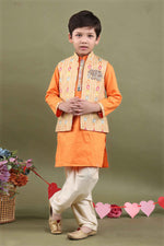 Load image into Gallery viewer, Haathi Ikat Orange 3-Piece Kurta Set