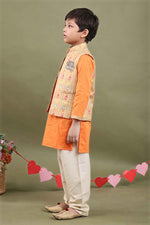 Load image into Gallery viewer, Haathi Ikat Orange 3-Piece Kurta Set