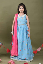 Load image into Gallery viewer, Meher Blue Floral Lehenga Set
