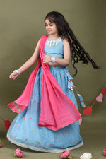 Load image into Gallery viewer, Meher Blue Floral Lehenga Set