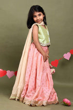Load image into Gallery viewer, Gulbahar Blush Brocade Lehenga Set for Girls