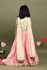 Load image into Gallery viewer, Gulbahar Blush Brocade Lehenga Set for Girls