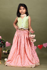 Load image into Gallery viewer, Gulbahar Blush Brocade Lehenga Set for Girls
