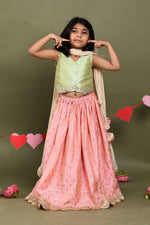 Load image into Gallery viewer, Gulbahar Blush Brocade Lehenga Set for Girls