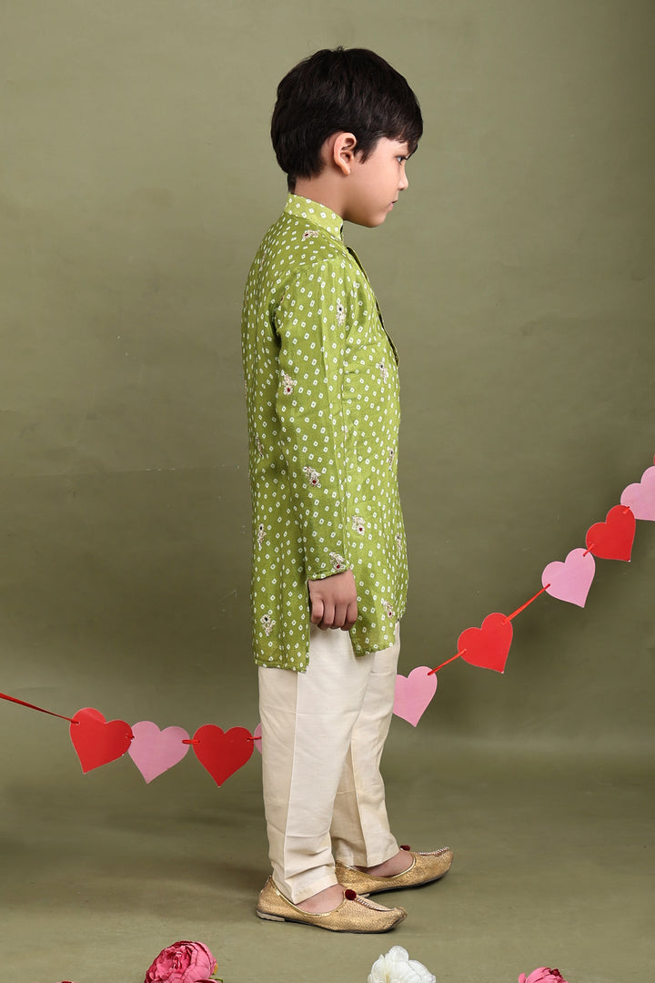 Abeer Green Bandhani Kurta Pajama Set