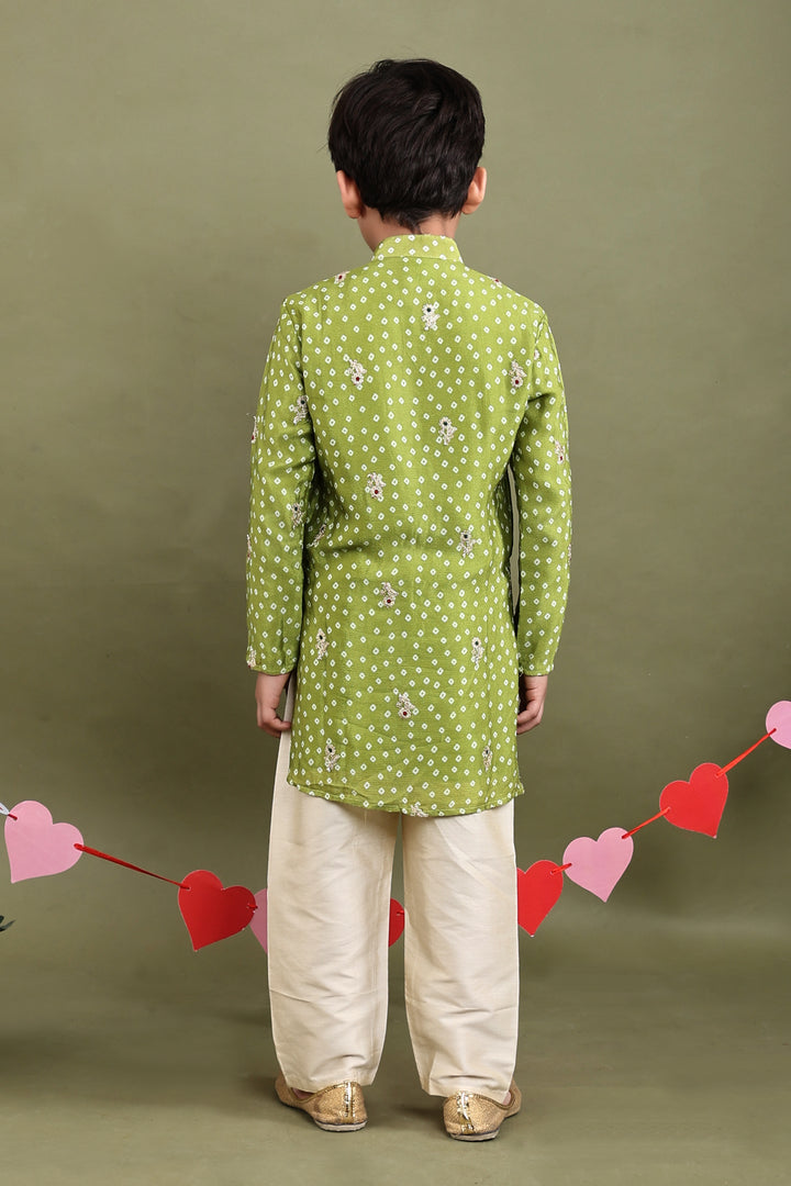Abeer Green Bandhani Kurta Pajama Set