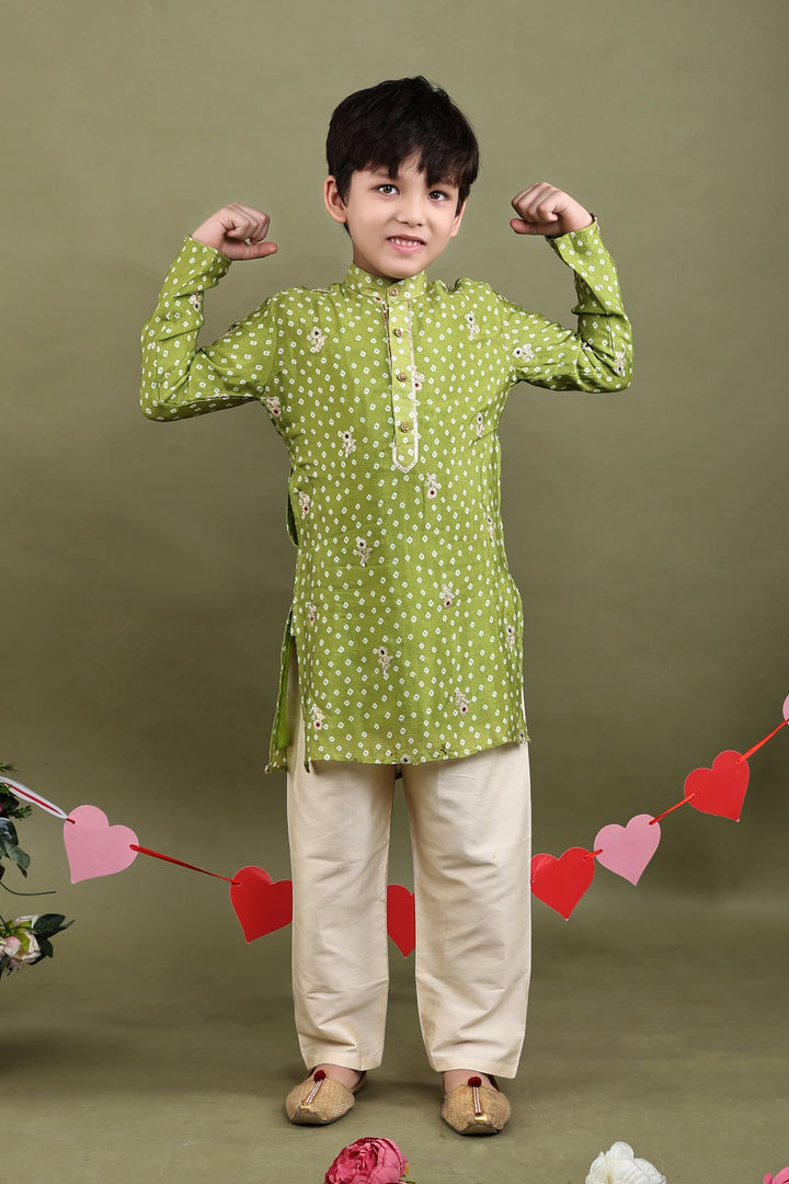 Abeer Green Bandhani Kurta Pajama Set