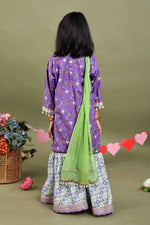 Load image into Gallery viewer, Gulnaar Purple Folk Print Sharara Set for Girls