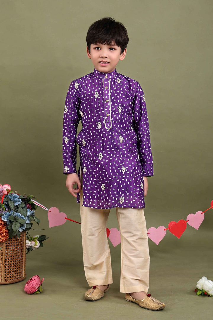 Jamuni Bandhani Modal Satin Kurta Pajama Set