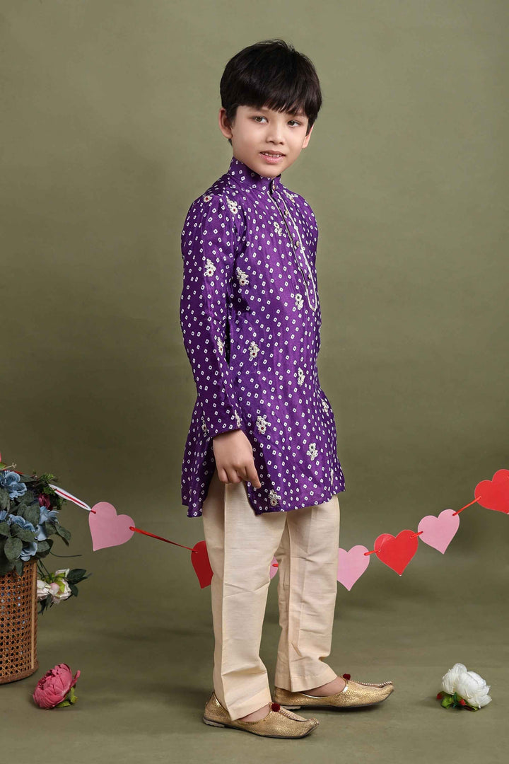 Jamuni Bandhani Modal Satin Kurta Pajama Set
