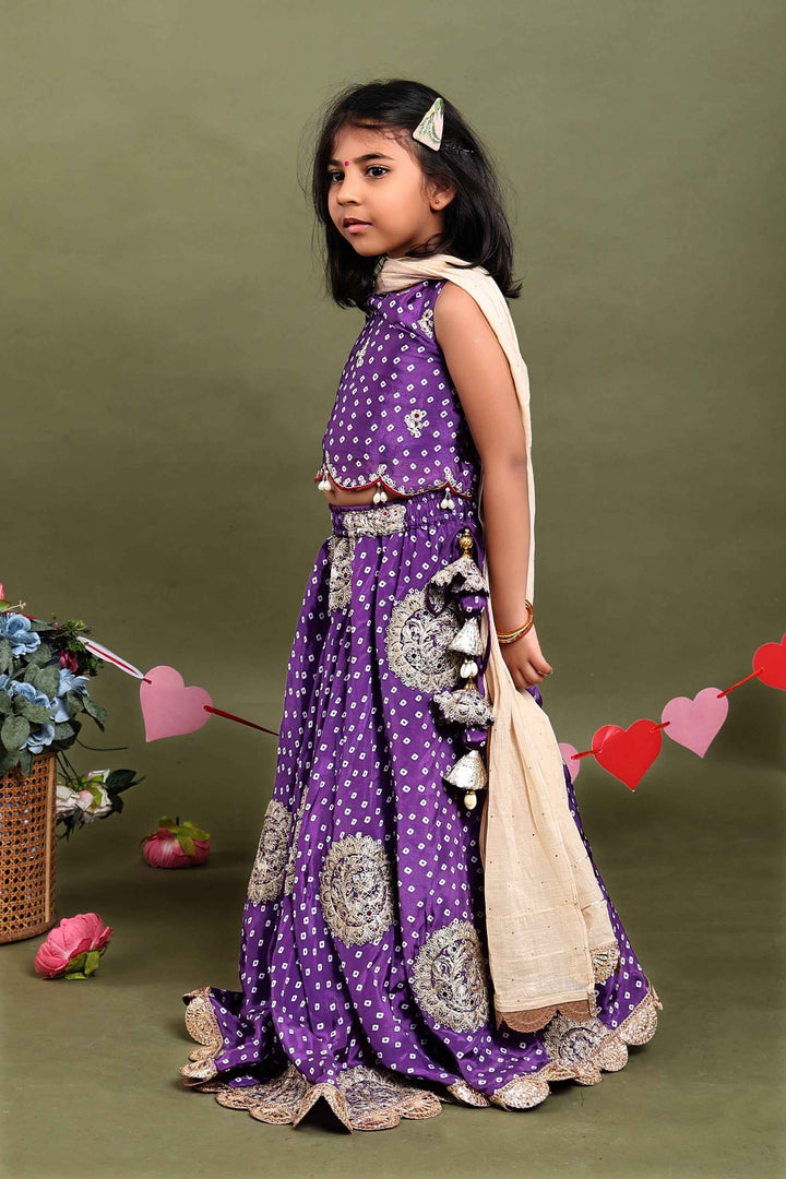 Jamuni Bandhani Modal Satin Lehenga Set